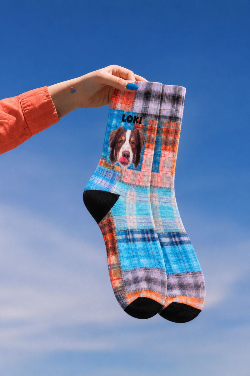 Patchwork Plaid crew socks
